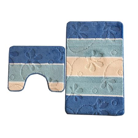 Set covorase baie 2 piese mediu, 100% polipropilena, strat antiaderent latex, dimensiuni 55x90cm si 55x45 cm