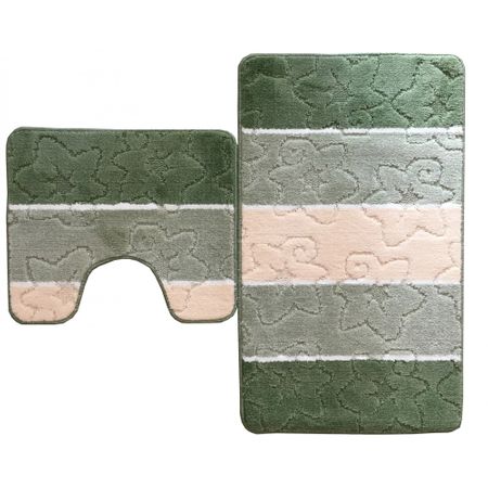 Set covorase baie 2 piese mediu, 100% polipropilena, strat antiaderent latex, dimensiuni 55x90cm si 55x45 cm