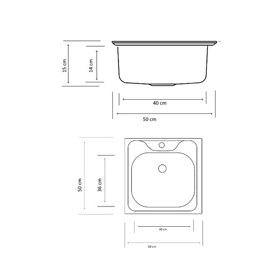 Chiuveta inox anticalcar Z-INOX ZLN-9263, Pentru blat, Dimensiune 50x50 cm