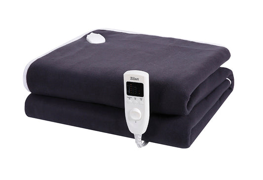 Patura ZLN-4113, Bleumarin cu incalzire electrica Soft Polar Fleece, Negru 150X80 cm, 60 W, Temporizator 1-10 ore, ZILAN