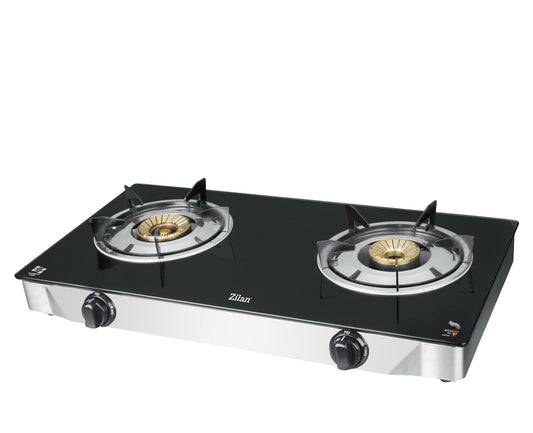 Aragaz plita sticla, corp inox, Floria , 2 ochiuri ZLN2416, 77x43x11 cm, alimentare GPL Butelie