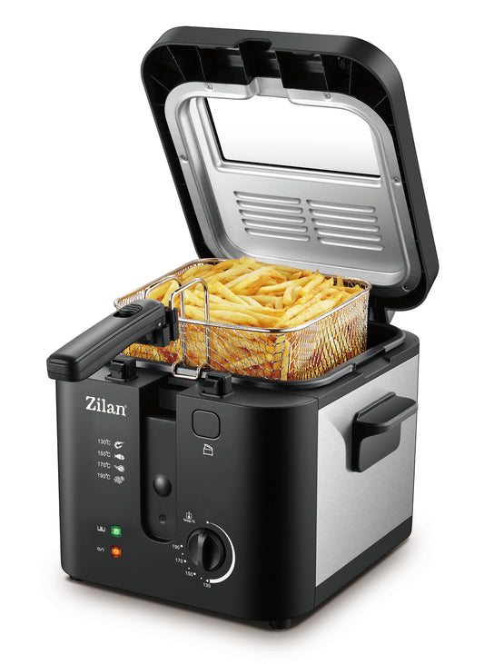 Friteuza Zilan ZLN-0010, 1600 W, 2.5 l, Termostat reglabil, Cuva detasabila, inox