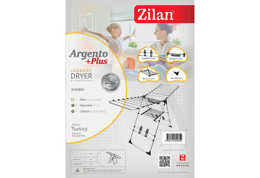 Uscator rufe din aluminiu Argento-Plus ZLN0652,Gri/Negru suprafata uscare 24m,