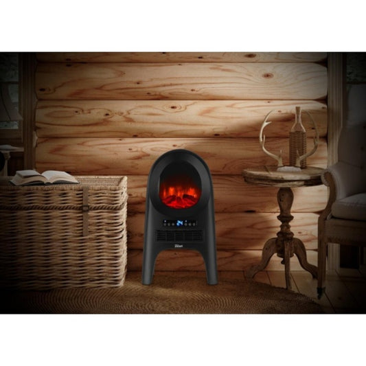 Aeroterma ceramica tip semineu Zilan ZLN5664 Neagra, cu animatie, telecomanda, putere 2000W