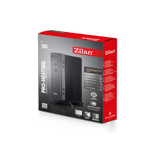 Calorifer electric Zilan ZLN8467 Negru, 13 elementi, indicator luminos, putere 2500W
