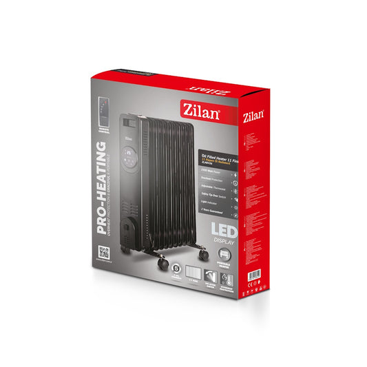 Calorifer electric Zilan ZLN8436 Negru, putere 2500W, termostat reglabil, indicator luminos