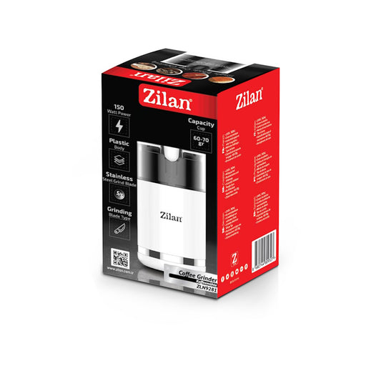 Rasnita electrica Zilan ZLN9281 pentru cafea, lame din otel, corp din plastic, Alb