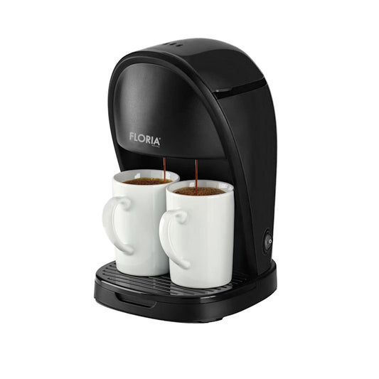 Aparat de facut cafea Floria ZLN9297, filtru de nailon, cupa pentru masurat, 2 cesti incluse, Negru