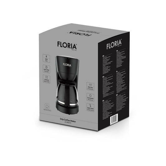 Aparat de facut cafea Floria ZLN9273 Negru, putere 600W, oprire automata, vas de 1.2 litrii