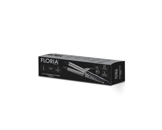 Placa 2 in 1 Floria ZLN9426 pentru indreptat si ondulat parul, temperatura maxima de 200 grade, 43W, Negru
