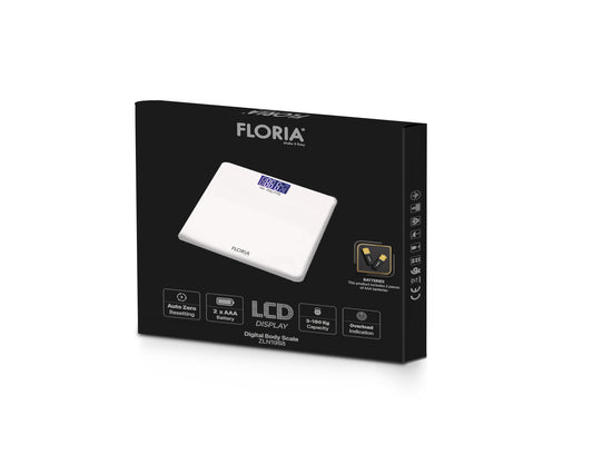 Cantar electronic de persoane Floria ZLN1988 Alb, ecran LCD, capacitate maxima 180 kg