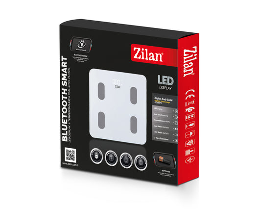 Cantar corporal Zilan ZLN8979 din sticla securizata, capacitate 3-180kg, Aplicatie OKOK, Display LCD