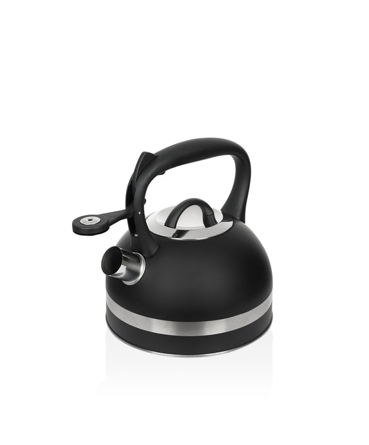 Ceainic din inox cu fluier Zilan ZLN1283, Culoare negru, Compatibil gaz, electric inductie, Capacitate 3L