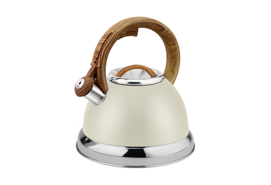 Ceainic Retro din inox cu fluier Zilan ZLN1290, Culoare crem, Compatibil gaz, electric inductie, Capacitate 3.5L