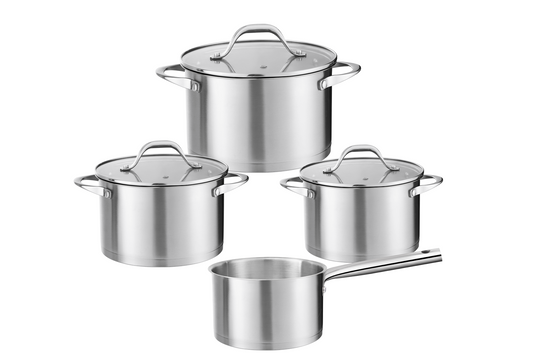 Set vase de gatit din inox Zilan ZLN1344 cu 7 piese, manere nituite, Compatibil gaz, inductie electric, Compatibil masina de spalat vase