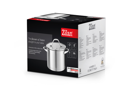 Oala din inox Zilan ZLN1368, 5.5L, Diametru 24 cm, manere nituite, Compatibil gaz, inductie electric, Compatibil masina de spalat vase
