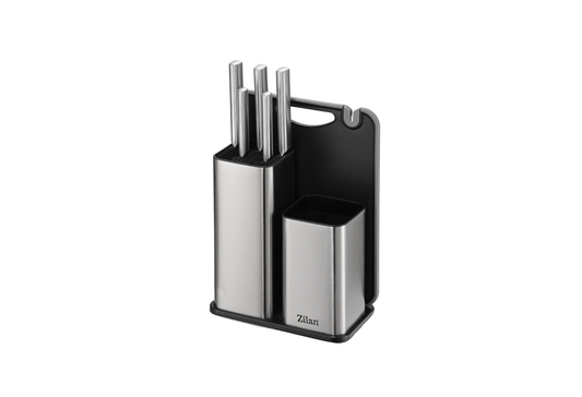 Set cutite 7 piese Zilan ZLN1627, Suport inclus, Otel inoxidabil 3CR13, Compatibil masina de spalat vase