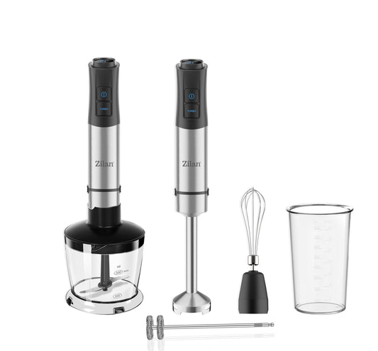 Mixer vertical 5 in 1 Zilan ZLN3939, Putere 1200W, 12 trepte de viteza, Functie Turbo, Afisaj digital, Inox