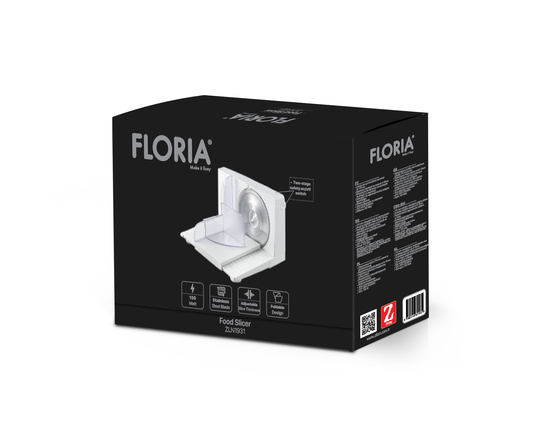 Feliator electric Floria ZLN1931 pentru alimente, 150W, lama detasabila otel inoxidabil 170mm, ajustare taiere intre 0 si 15mm