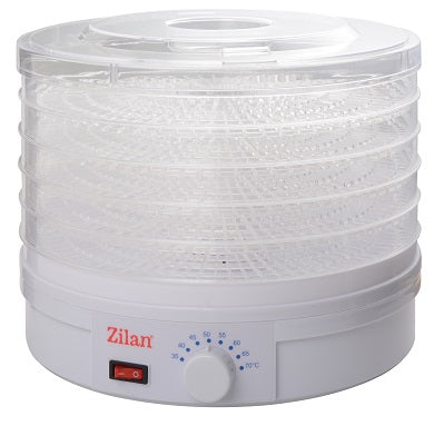Deshidrator alimente ZILAN ZLN-9645 - 5 tavi, 245W, Termostat reglabil 35-70°C, Alb
