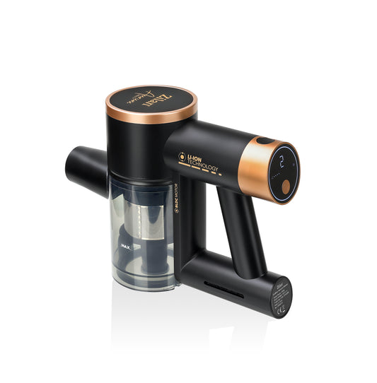 Aspirator vertical Zilan ZLN3099 Aurum, Putere 220W, Capacitate 350ml, Baterie 2500mAh, 6 trepte de viteza, Tub pliabil