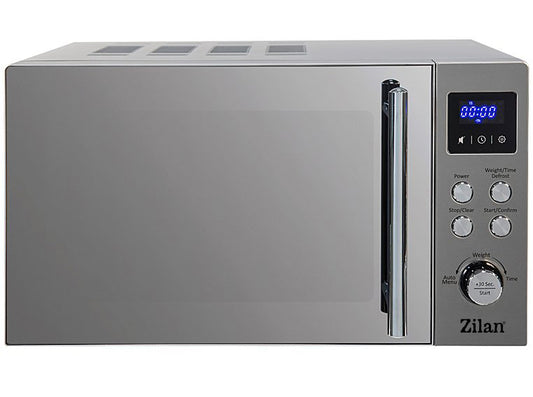 Cuptor cu microunde digital Zilan ZLN1238, Putere 700W, Capacitate 20L, Functie de dezghetare, Panou din inox, Afisaj digital