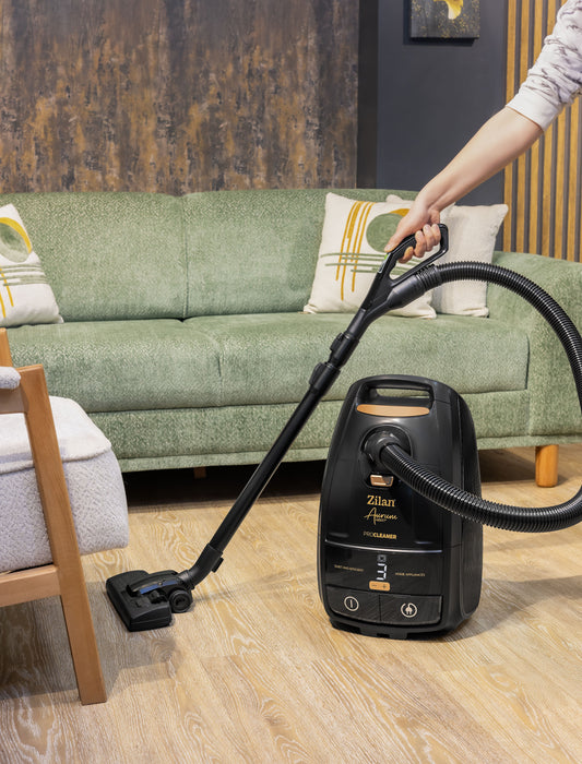 Aspirator cu sac Aurum Zilan ZLN4500, Putere 2400W, Capacitate 5L, Motor din cupru, Furtun pivotant 360°, Telecomanda, Afisaj digital