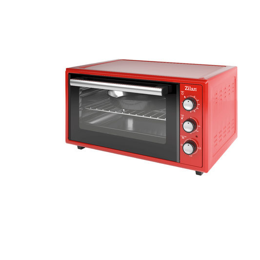 Cuptor electric Zilan ZLN5650, Putere 2000W, Capacitate 45L, Timer, Termostat, 3 trepte putere, interior emailat, Rosu