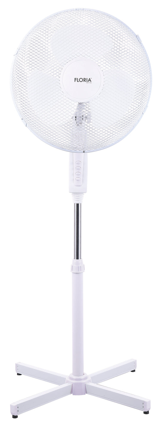 Ventilator cu picior FLORIA ZLN-1180, Diametru 40 cm, Putere 40 W, Motor silentios si puternic, Alb
