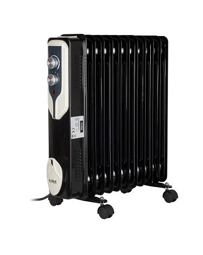 Calorifer electric Floria ZLN-3666,Negru 2500 W, 11 elementi, 3 trepte de putere, Termostat reglabil, Protectie supra-incalzire, Indicator luminos,