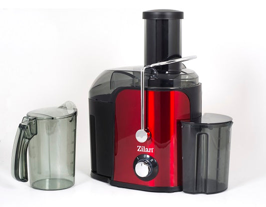 Storcator legume fructe ZILAN ZLN-7979,Rosu Putere 800 W, Recipient colectare pulpa 1.6L, Pahar gradat colectare suc 0.75L, Tub de alimentare
