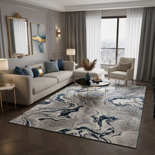 Covor Buse Fulger, Albastru Regal , Living, Dormitor, Modern