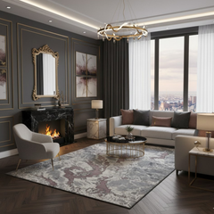 Covor Buse Fulger , Roz, Pudra Living, Dormitor, Modern