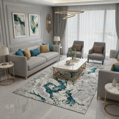 Covor Buse Fulger, Turcoaz, Living, Dormitor, Modern