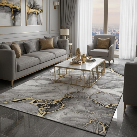 Covor Eterna Beirut Gri/Gold, Living, Dormitor, Modern
