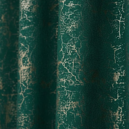 Set 2 Draperii Catifea cu insertii aurii si argintii - 150X250cm ,Rejansa pt. bara ,Verde smarald