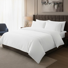 Lenjerie Pat Dublu, 4 Piese, Bumbac 100% Leylim – Calitate Premium, Culoare Alb