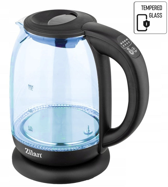 Fierbator Apa ZILAN ZLN-3956, 2200W, 1.7L, Control Temperatura, Iluminare LED, Sticla