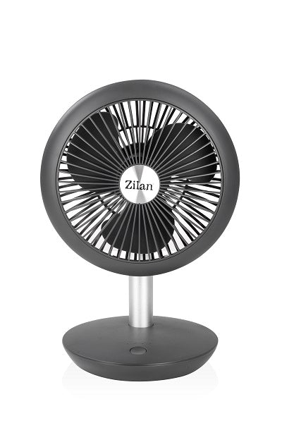 Ventilator portabil reincarcabil ZILAN ZLN-4000, Gri incarcare USB, Putere 5W, Diametru 18 cm, 4 viteze reglabil pe vertical