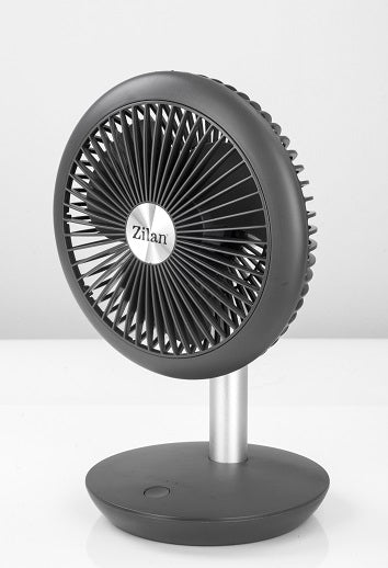 Ventilator portabil reincarcabil ZILAN ZLN-4000, Gri incarcare USB, Putere 5W, Diametru 18 cm, 4 viteze reglabil pe vertical