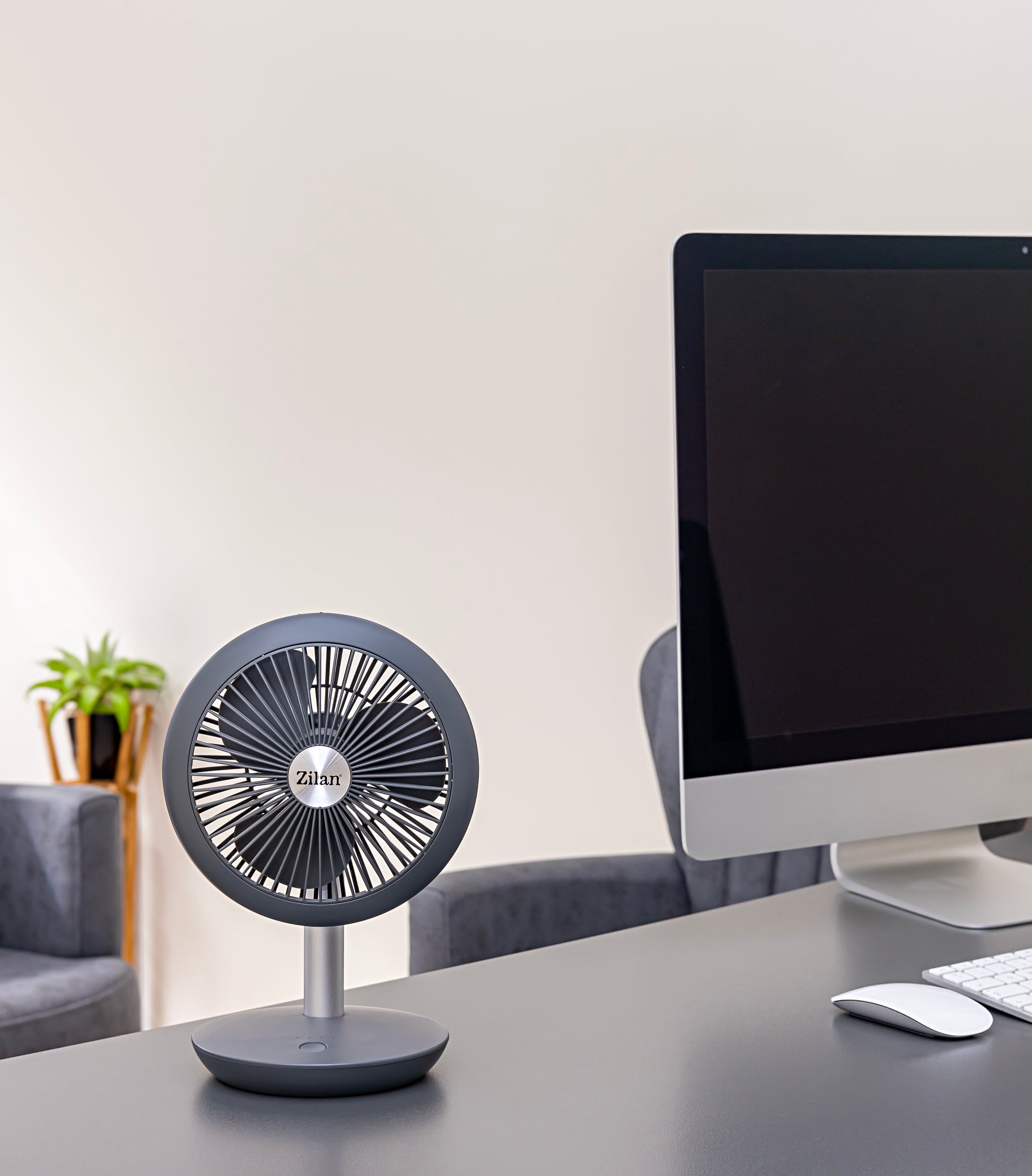 Ventilator portabil reincarcabil ZILAN ZLN-4000, Gri incarcare USB, Putere 5W, Diametru 18 cm, 4 viteze reglabil pe vertical