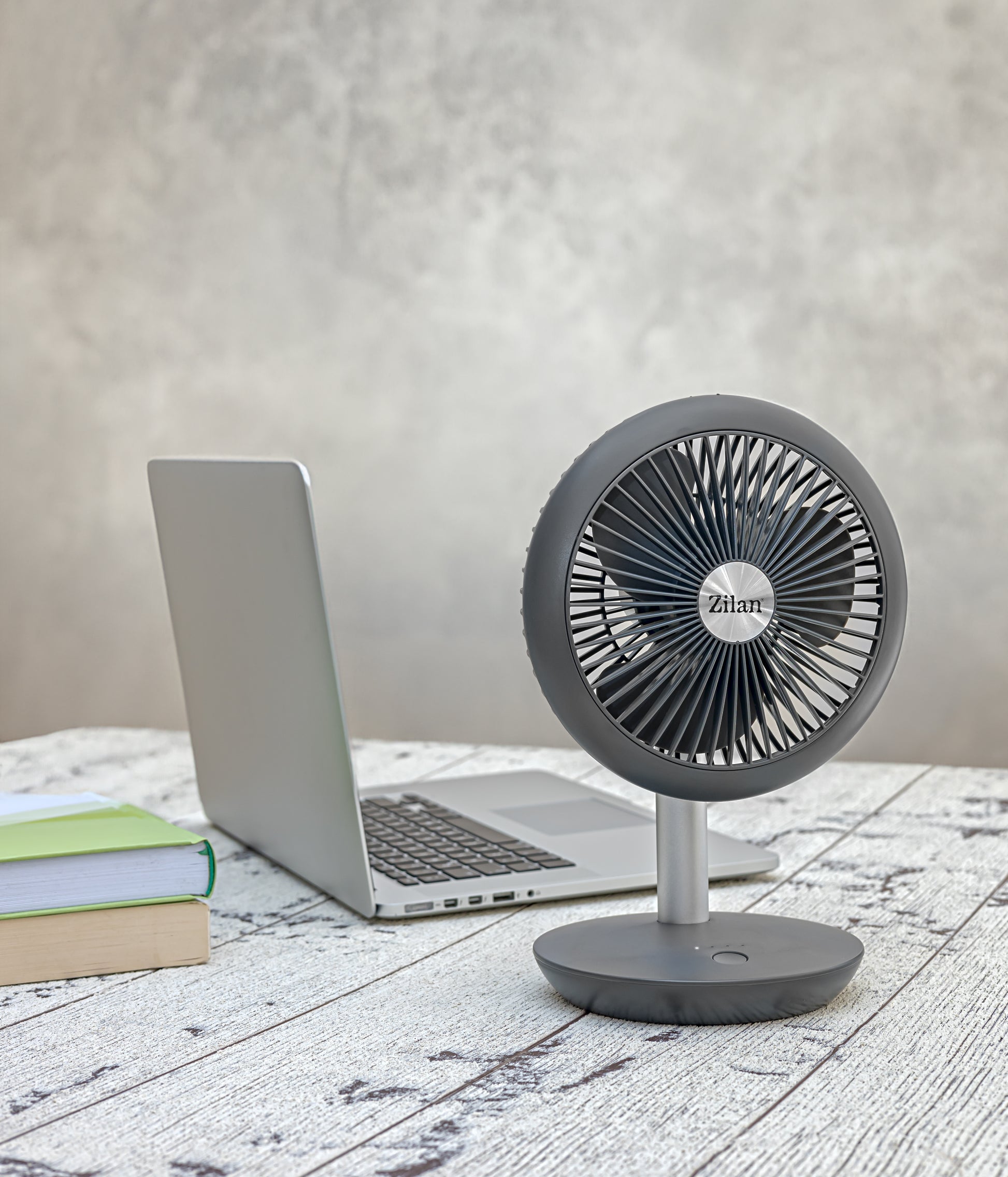 Ventilator portabil reincarcabil ZILAN ZLN-4000, Gri incarcare USB, Putere 5W, Diametru 18 cm, 4 viteze reglabil pe vertical