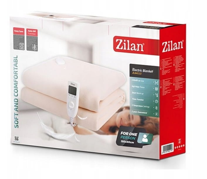 Patura ZLN-4120, Crem cu incalzire electrica Soft Polar Fleece, Pentru doua persoane 160X140 cm, 2x60 W, Temporizator 1-10 ore, ZILAN