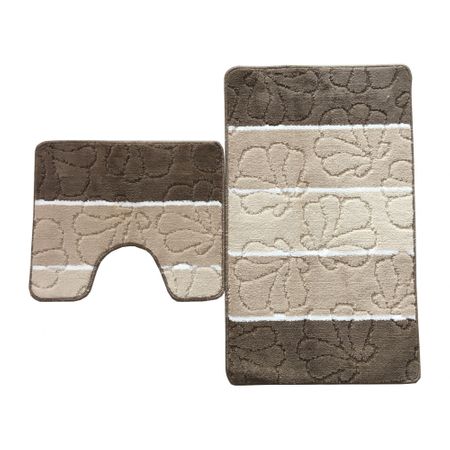 Set covorase baie 2 piese mediu, 100% polipropilena, strat antiaderent latex, dimensiuni 55x90cm si 55x45 cm