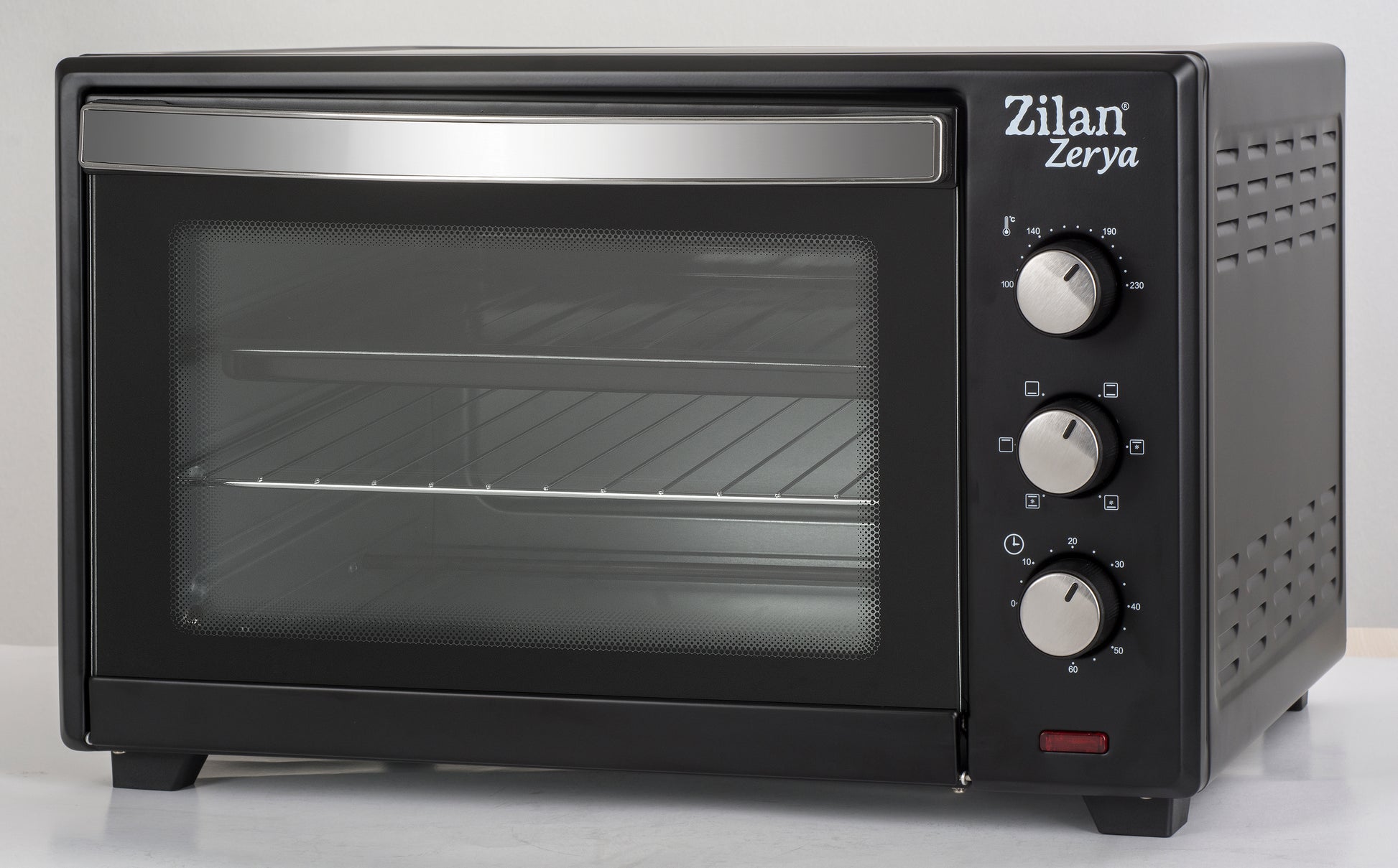 Cuptor electric cu ventilator ZILAN ZLN-3727 Negru, Capacitate 45L, Putere 2000W, Geam dublu, Temporizator 60 min, Temperatura maxima 230 grade celsius