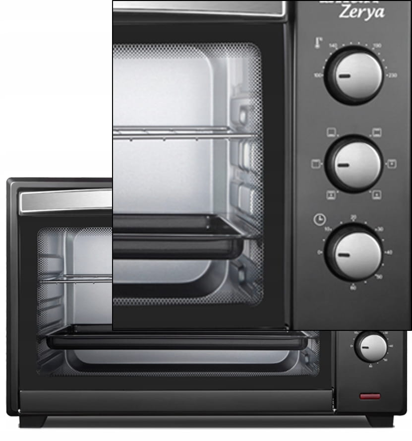 Cuptor electric cu ventilator ZILAN ZLN-3727 Negru, Capacitate 45L, Putere 2000W, Geam dublu, Temporizator 60 min, Temperatura maxima 230 grade celsius