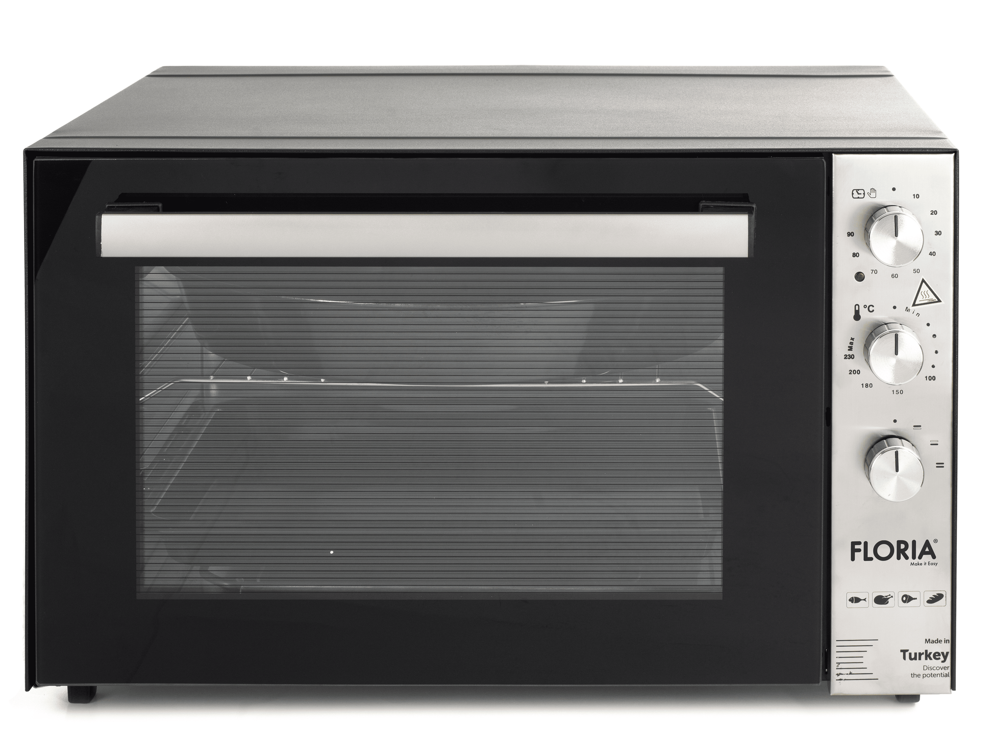 Cuptor electric Floria ZLN-3741, Capacitate 70L, Putere 2000W, Geam dublu, Temporizator 90 min, Temperatura maxima 230 grade celsius