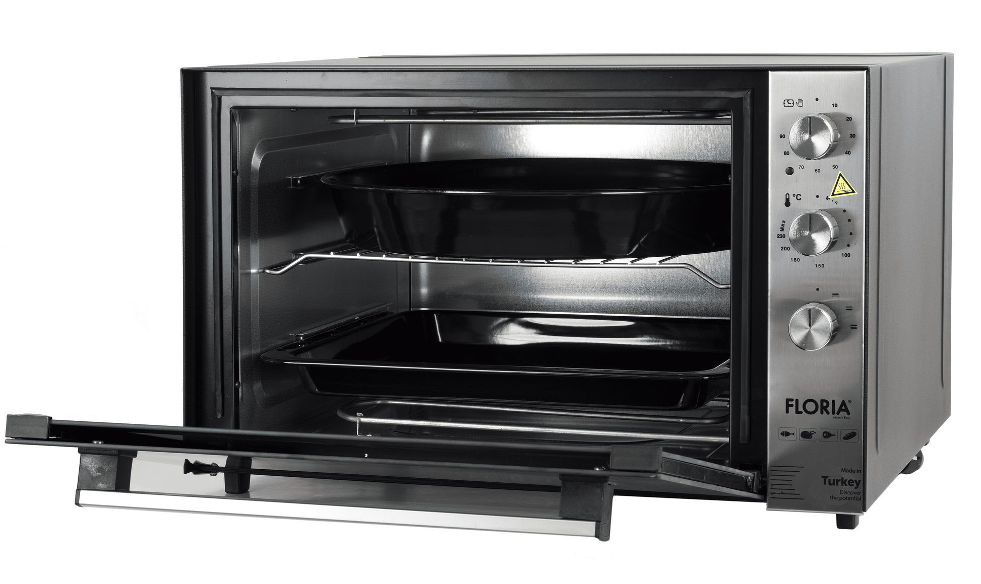 Cuptor electric Floria ZLN-3741, Capacitate 70L, Putere 2000W, Geam dublu, Temporizator 90 min, Temperatura maxima 230 grade celsius