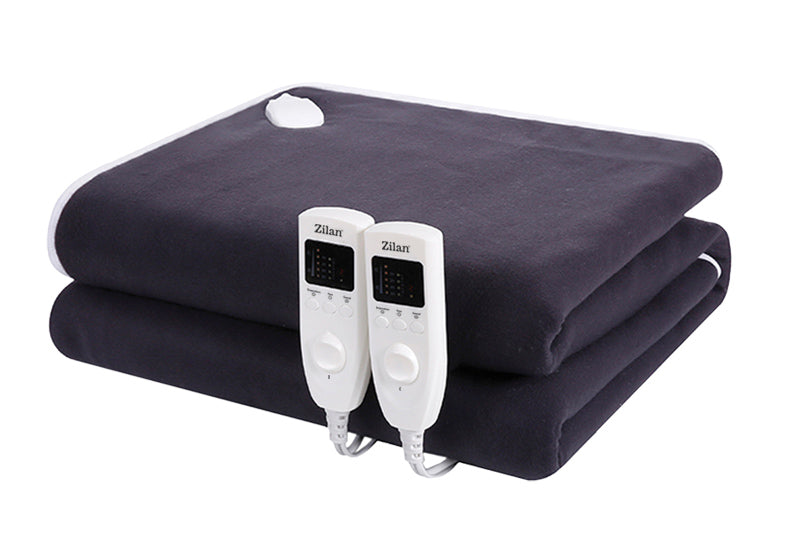 Patura ZLN-4120, Bleumarin cu incalzire electrica Soft Polar Fleece, Negru Pentru doua persoane 160X140 cm, 2x60 W, Temporizator 1-10 ore, ZILAN