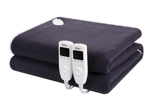 Patura ZLN-4120, Bleumarin cu incalzire electrica Soft Polar Fleece, Negru Pentru doua persoane 160X140 cm, 2x60 W, Temporizator 1-10 ore, ZILAN